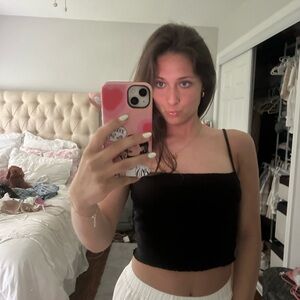 H&M Black Fitted Ruffled Camisole